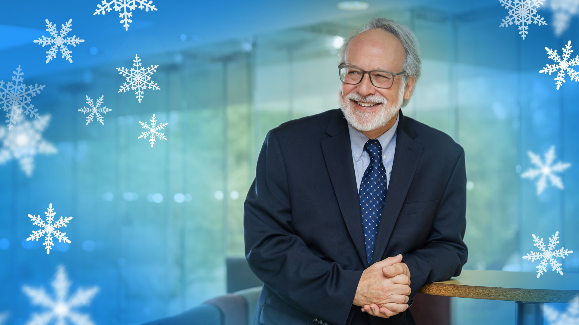 President Prezant with snow background